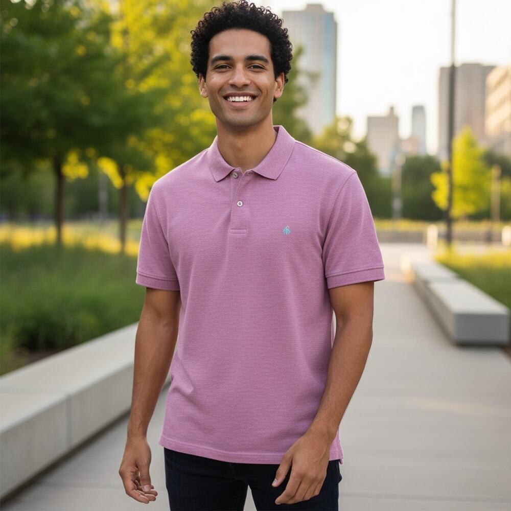 BROOKS BROTHERS Supima Cotton Men's XL T-Shirt Pink Slim Fit Performance Polo
